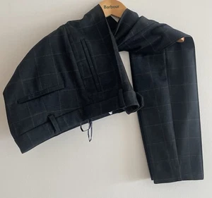Next Dark Navy, Grey Check Tailored Stretch Slim Trousers Size 10 XL - Picture 1 of 13