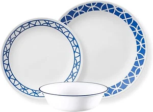 Corelle Vitrelle Servizio Set di Posate in Vetro 12 Pezzi per 4 - Cerchi in Cobalto - Foto 1 di 4