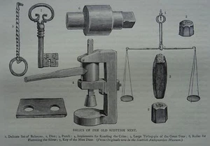 Edinburgh RELIKTE & WERKZEUGE DER ALTEN SCHOTTISCHEN POSTFRISCH Original viktorianischer Druck um 1881 - Bild 1 von 2
