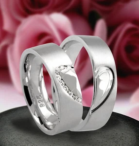 Hochzeitsringe , Trauringe , Verlobungsringe , Silber 925 , GRavur GRatis JK3 - Bild 1 von 1