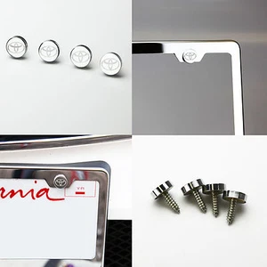 4 Toyota Car License Plate Frame Bolts Fastener Anti-Rust Metal Screws Cap Cover - Bild 1 von 7