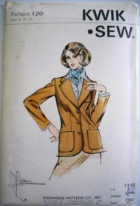 Vintage KWIK SEW PATTERN 120 LADIES' BLAZER SZ 8-10-12 UNCUT - Picture 1 of 1