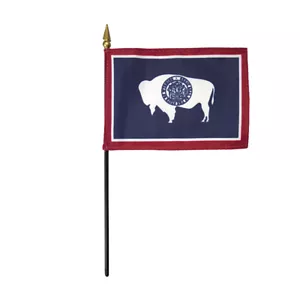 Bandera de escritorio de mesa miniatura de poliéster Wyoming WY State 4" X 6" (paquete de 12) - Imagen 1 de 3