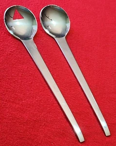2 MIKASA Stainless Millenium 18/8 Pierced & Solid Serving Spoons Korea Tapered - Picture 1 of 14