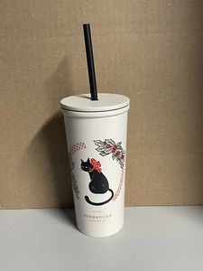 STARBUCKS HOLLY CAT WHITE HOLIDAY EDELSTAHL - Bild 1 von 3