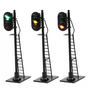 3pcs Model Railway HO Scale 1:87 Traffic Block Signal 3-LEDs Green Yellow Red - Picture 1 of 6