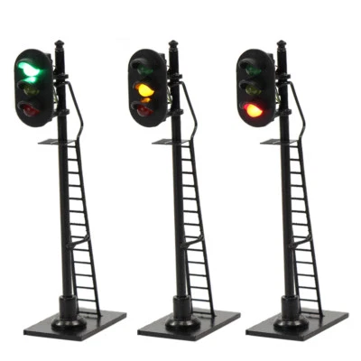 3pcs Model Railway HO Scale 1:87 Traffic Block Signal 3-LEDs Green Yellow Red - Image 1 of 4