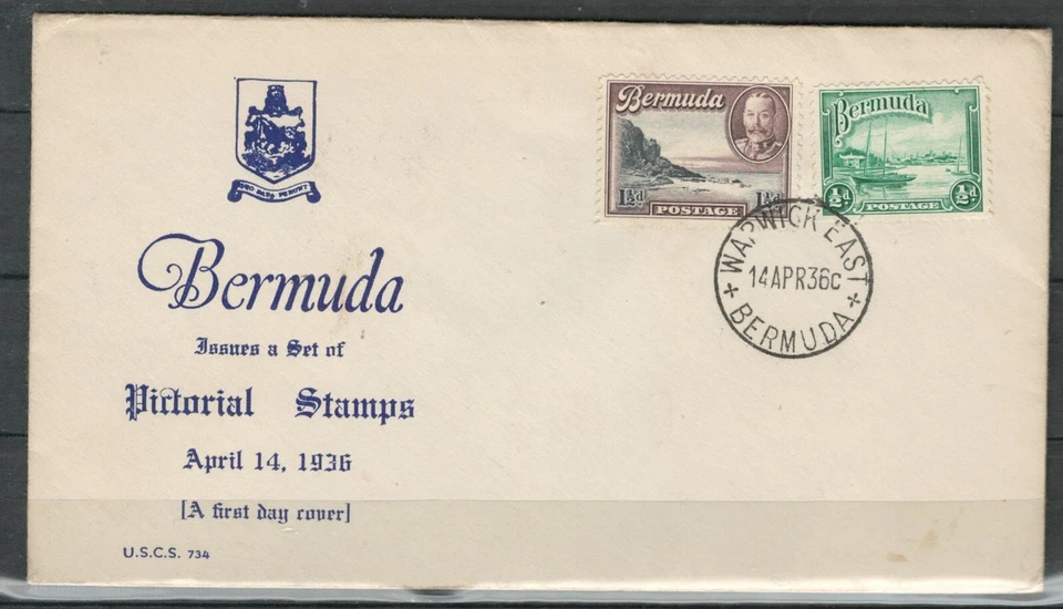 BERMUDA BRITISH ILLUSTRATED FDC COVER ROYALTY  PICTORIAL STAMP 1936 LOT (BCL 66) - Image 1 of 1