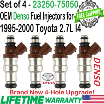 NEW OEM x4 DENSO 4-Hole Upgrade Fuel Injectors For 1996-1998 Toyota T100 2.7L I4 - Image 1 of 4
