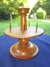 PRIMITIVE ANTIQUE THREAD SPOOL HOLDER PEDESTAL STAND TOP CUP FOR PINS PINCUSHION