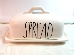 Rae Dunn Farmhouse *1 Large 2-Piece Butter Dish (SPREAD)* Ceramic Ivory - Picture 1 of 6