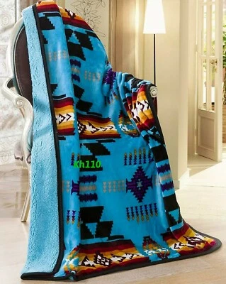 Southwest Native American Indian Navajo Print Throw Blanket Sherpa  - Image 1 of 4