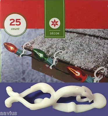 25 Gutter Shingle Clips Christmas Holiday Lights Cable Wire Hanging Decor Hooks  - Image 1 of 4