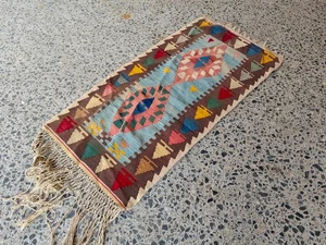 Vintage Hand Knotted Oushak runner ,Turkish Runner rug wool runner boho runner - Picture 1 of 14
