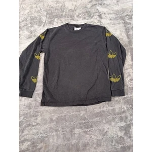 Adidas Men's Long Sleeve T-Shirt - Gray with Yellow Trefoil, Size M - Picture 1 of 11