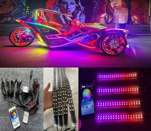 4PCS 1FT Double Row Dream CHASING Strips IP68 Bluetooth Remote Underglow Lights - Picture 1 of 14