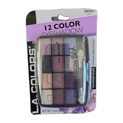 LA COLORS 12 Color Eyeshadow CHIC Purple/Plum/Pink Cosmetic Makeup CBEP420 - Image 1 of 2