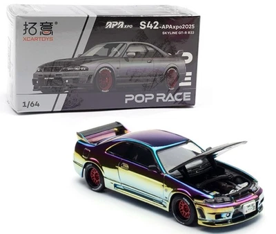 Pop Race Xcartoys 1:64 Nissan Skyline GT-R R33 Magic Color APAxpo 2025 PR640427 Foto 1 de 4