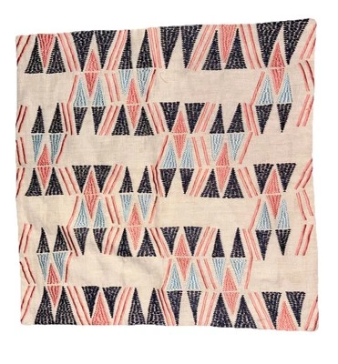 NEW John Robshaw Embroidered Khaki Linen Cotton Aztec Throw Pillow Cover  20x20 - Image 1 of 4