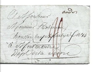 FRANCIA 1807 AUBIN TO MONTMAUTER PRE SELLO CARTA 629 (ZZ439) - Imagen 1 de 2