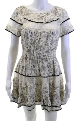 Mini Vestido Solero Love Shack Elegante Mujer Beige Floral Algodón Cuello Redondo Talla S Foto 1 de 4