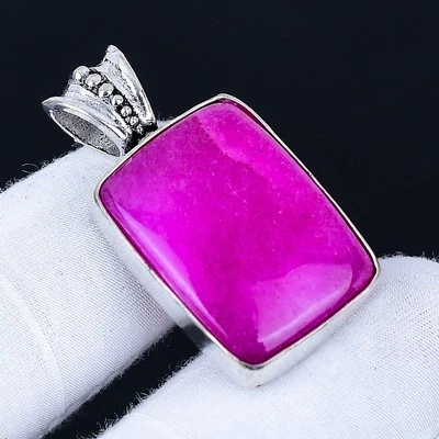 Kashmir Red Ruby 925 Silver Plated Handmade Pendant of 1.44" - Image 1 of 3