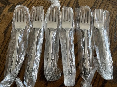 Oneida Community Brahms 6 tenedores de ensalada de acero inoxidable 6 3/4" nuevos en plástico Foto 1 de 4