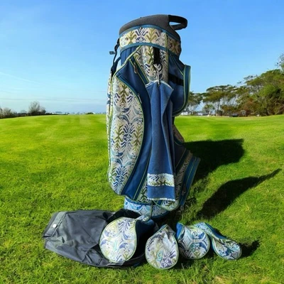 Womens Glove It 8 Way Green Blue Ladies Golf Cart Bag Headcovers Towel *Read - Image 1 of 4
