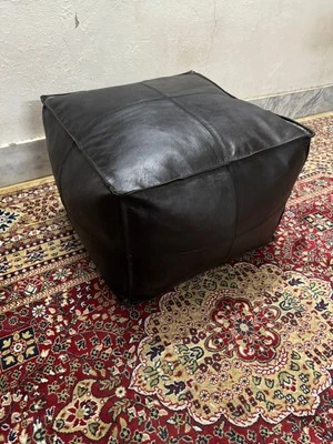 Ottoman Home Decore Leather Genuine Aamazing Footstool Genuine Unstuffed 20'' - Image 1 of 4