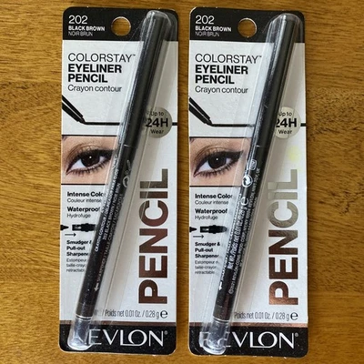 Revlon ColorStay Waterproof Eyeliner Pencil 202 Black Brown 0.01 oz Lot of 2 - Image 1 of 2