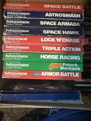 Mattel Intellivision 10 Game Lot Complete In Box, Manuals, Controller Overlays - Image 1 of 2