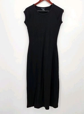 Moda International Baby Doll Cotton Maxi Dress Size Medium Black Y2K VTG - Image 1 of 4