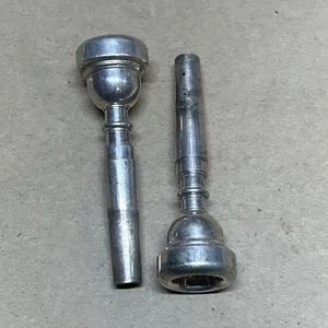 Set Of 2 Vintage Frank Holton Co & Benge 7C  Trumpet Mouthpiece Silver Plated - Picture 1 of 10