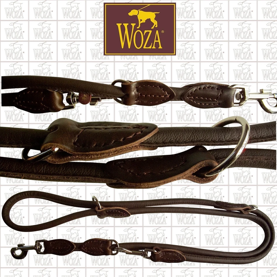 WOZA Rundgenähte Hundeleine Vollleder Lederleine Soft Rindnappa Handmade E1251
