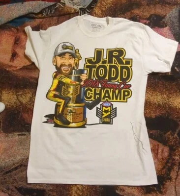 Camiseta NHRA JR Todd Funny Car Racing Champion 2018 Caricatura M Nascar Blanca Foto 1 de 4