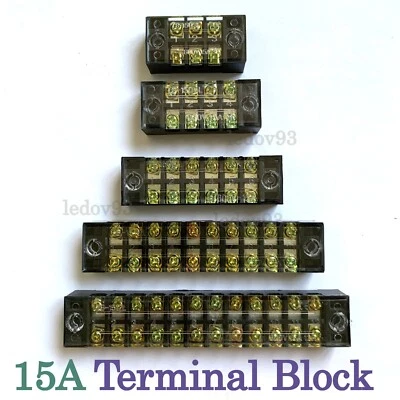 15A 600V Dual Row Screw Connector Fixed Terminal Block Electric Heat Resistant - Image 1 of 2