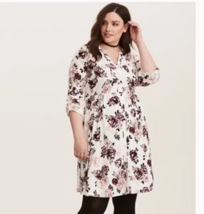 Torrid Size 00 Button Up Floral Smocked Dress Shirtdress - Picture 1 of 8