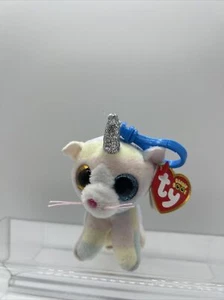 Heather TY BEANIE BOO Clip Size Cat Unicorn Plush - Picture 1 of 3