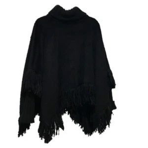 UNBENUTZT DOLCE&GABBANA F0O02T FU3L2 Bekleidung Rollkragenpullover Fransen Poncho schwarz - Bild 1 von 7
