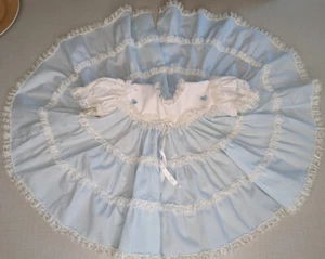 Vintage Bryan Baby Girl Party Dress Bloomers Frilly Blue Lace Tier Ruffles M - Picture 1 of 8
