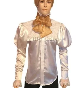 Men's Victorian Satin& Lace Details Men Shirt - Picture 1 of 9