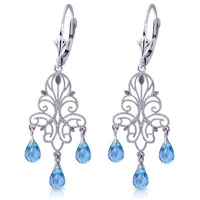 3.75 Carat 14K Solid White Gold Take Me Home Blue Topaz Earrings - Image 1 of 4