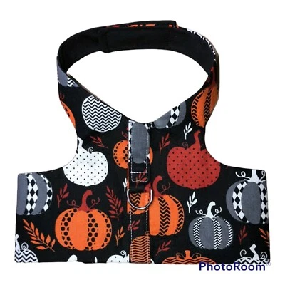 Chaleco Arnés Perro Hecho a Mano Naranja Negro Blanco Calabaza Otoño XL 2473 Foto 1 de 2