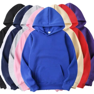 Men Plain Pullover Hoodies Casual Hooded Sweatshirts Long Sleeve Classic AU - Picture 1 of 49
