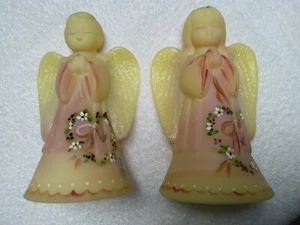 Fenton Burmese L.E. Angels, Lot Of 2, H.P. 1 BOY, 1 GIRL, 2009, RARE, Perfect! - Picture 1 of 12