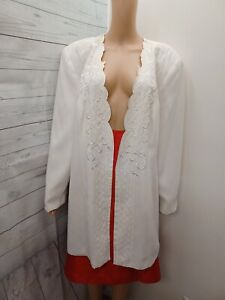 Justin Taylor/RN#88644 Ivory Red Beaded Suit Set Cardigan Jacket Skirt Sz 22W 