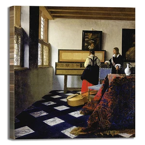 Vermeer lezione di musica design quadro stampa tela dipinto telaio arredo casa - Picture 1 of 4