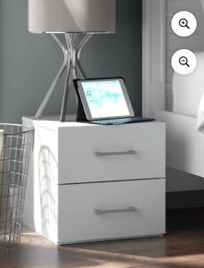 Matte White Low Profile Nightstand w/ USB, by Hillsdale Living Essentials