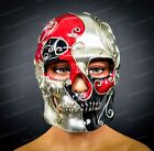 Halloween Day of the Dead Skull Masquerade Mask Venetian Red Black Silver M31905