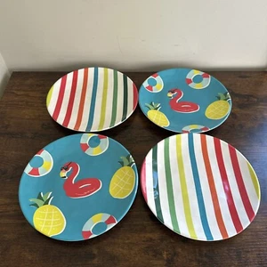 Zak Designs Melamine Plates Lot If 4 Summer Beach 9” - Picture 1 of 4